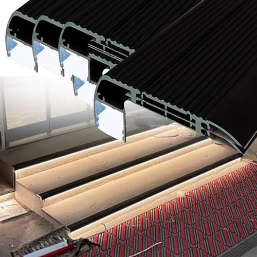 WLCGYD Treppenkantenprofil Kantenschutz Fliesentreppenkante Mit LED-Kanal, 5 cm Breites LED-Treppenkantenkanalmodell/Stufenkantenschutz Für Den Innen- Und Außenbereich,(10pack,40in/101cm)
