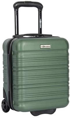 Leonardo® Maleta de Cabina Mini | Maleta Rígida 14 Pulgadas con Doble Rueda | Trolley 25 litros con Cerradura | Material ABS Ligero | Maleta de Viaje | Maleta de Mano | 20x30x40 cm | Verde