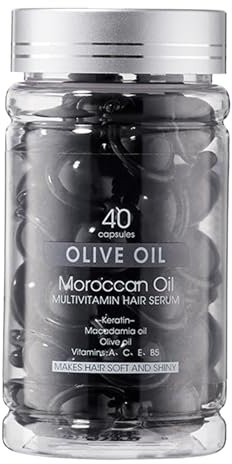 Capsule Di Siero Condizionante Levigante - 40 Pezzi -Trattamento Riparatore per Capelli Secchi E Crespi - Adatto a Donne E Uomini - Siero per Capelli Lucidi (Olio Di Oliva) Hair Serum