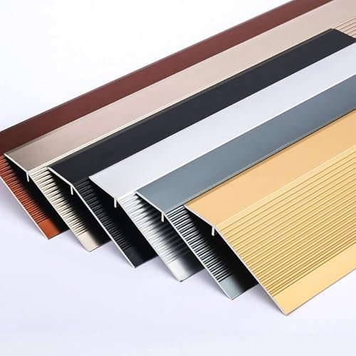Boden Übergangsprofil Alu Anpassungsprofil, FußBoden Leiste Höhen-ausgleich 10-35 mm, Eloxiert Alu Boden Übergangsschiene für Türschwelle/Holzböden/Laminat/Fliesen, Ohne Bohren(Silver white,0.9m(1pc))
