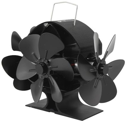 Fdit Heat Powered Stove Fan, 3 Heads 18 270 Degree Blowing Fireplace Fan with Handle for Home Wood Burning Stove, Mini Design, Energy Efficient