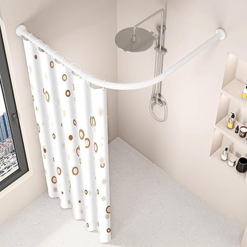 APHTOCF Barra De Cortina De Ducha L Forma, Barra Cortina Ducha Esquinera Ajustable De Acero Inoxidable, 70-95 X 70-95cm, para Armario Baño Vestuario, Blanco