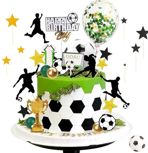 26 pieces decoracion tarta futbol, topper feliz cumpleaños futbol, football birthday hat cake hat birthday, football cake decorations character cake hat boy birthday party