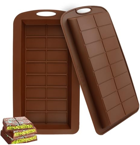 2PCS Deep Chocolate Bar Moulds, Chocolate Bar Moulds Silicone, 16 Cavity Reusable Mould for Baking, Thick Chocolatess Bar Mould for DIY Baking Candy Silicone Ice Cube Maker