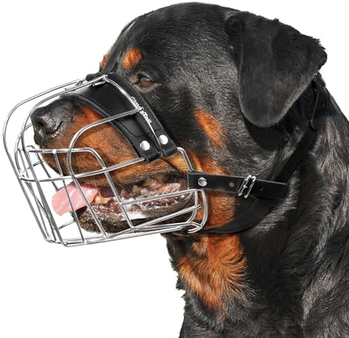 CleverTail L Metall-Maulkorb für große Hunde – Robuster Rottweiler-Maulkorb – Extra großer Maulkorb für bellende und beißende Cane Corsos, Mastiffs, Labradore, Bulldoggen und andere große Rassen