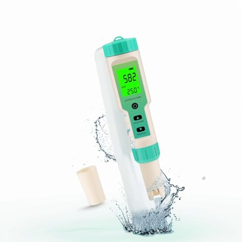 Terronix Hydrogen Water Tester, 4-in-1 pH H2 ORP Temp Meter, High Accuracy Hydrogen Tester for Water, Portable ORP Meter for Drinking Water, Aquarium, Hydrogen Water Bottle, Home and Lab Use, Pool
