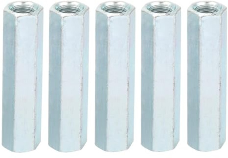 Laroal 5 Stück M8 x 40 mm Lange Sechskant-Kupplungsmuttern mit Innengewinde, doppelseitige Sechskant-Eisensäule, verzinkte Sechskantmuttern für eine sichere und einfache Installation