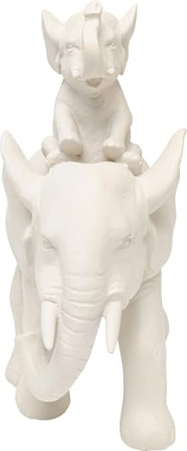 Kare Design Deko Figur Elefant Dumbo UNO, Greige, Deko Objekt, Wohnaccessoires, Elefanten, Tiermotiv, Handgearbeitet, 19x18x9 cm (H/B/T), Beige