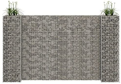 AJJHUUKI Lawn & Garden-Gardening-Pots & Planters-H-Shaped Gabion Planter Steel Wire 260x40x150 cm