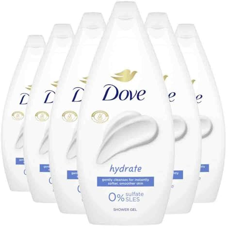 6 creme doccia Dove Hydrate, 450 ml