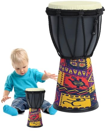 Goatskin - Percusión africana hecha a mano, tambor de bongo tradicional portátil, instrumento de sonido de calidad profesional | tambor de mano vintage de piel de cabra para fiestas musicales de Año