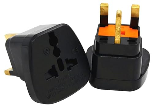 Strhowill 2 Pack UK Travel Plug Adapter,Type G to Universal Adapter-Black,13A/250V with Fuse Protection,Compatible with smartphones,Tablets, Laptops(Fits UK/Ireland/Hong Kong Sockets)