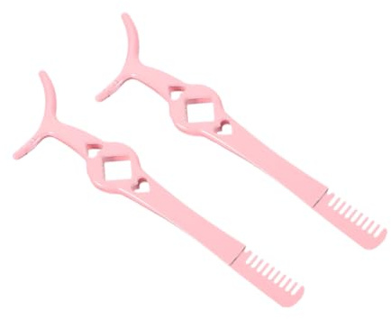 PENIKOKO Wimpernklemme Präzise Multifunktionale Wimpernzange aus Edelstahl 2 Stück mit Kamm Rosa Design für Zuhause und Reise Gebrauch