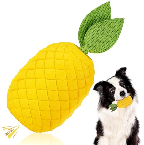 FuntasticFinds Ananas Hundespielzeug für Aggressive Kauer, Unzerstörbares Kau-Spielzeug mit Quietscher für Große Hunde – Langlebiges Gummispielzeug für Welpen-Zahnung & Interaktives Spiel