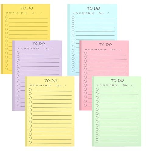 GZRXIOUS Set med 6 självhäftande anteckningsblock - 300 blad - Självhäftande anteckningar - Uppgiftsblock - Sidmarkering - Linjerat anteckningsblock - Planering av anteckningar - Minnesstöd för skola