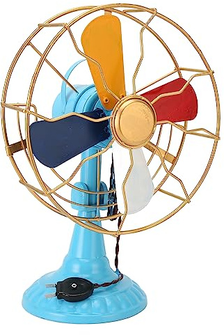 Masyrt Ventilador de mesa vintage de estilo retro, colores exquisitos, metal duradero, base ancha, ventilador de escritorio antiguo, decoración para decoración de vitrinas, pasillos