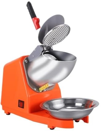 Commercial Ice Crusher Electric Shaved Machine Smoothie Small Home Breaker High-Efficiency Cooling(Orange Double Cap 8 Knives)