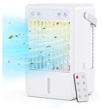 Condizionatore Portatile Silenzioso 1,5L, Raffreddatore D'aria 5 Velocità, Climatizzatore Portatile 10W Risparmio Energetico, Luci LED Ambientali, Telecomando, Timer 10H, Adatto per Casa, Ufficio