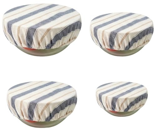 Bowl Covers and Bread Proofing Cover, Banneton Liner for Sourdough Proving Basket, Set of 4 Striped Bowl Covers in Multiple Sizes for Bread Making Accessories