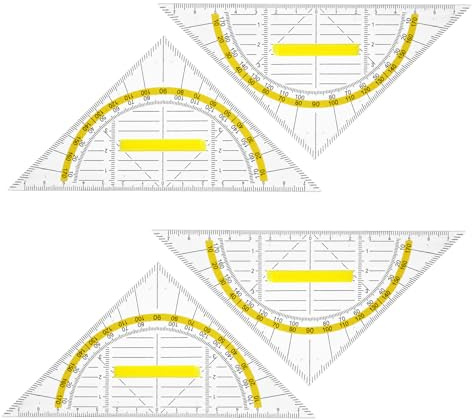 4 Stück Geodreieck mit Griff, Geodreieck Flexibel, 16cm Geo Dreieck Transparent mit Winkelmesser, Geodreieck Klein mit Griff, Bruchfestes Geometrie Dreieck für Schüler, Büro, Architekten, Zeichnen