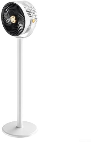 ZWEquipint Ventilador de pie silencioso oscilante de 360° con 5 velocidades, 20 dB de bajo ruido, altura ajustable de 28 a 86.5 cm, batería recargable tipo C de 4000 mAh para dormitorio (blanco gris)