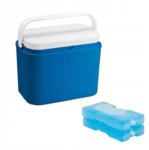 POTZ Borsa frigo blu portatile con coperchio rimovibile e manico, leggero e resistente, con 2 cartucce refrigeranti, ideale per picnic, campeggio, spiaggia, 10 l