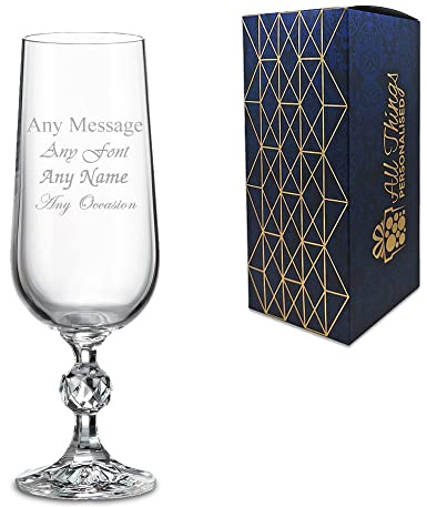Pasabahce Personalised Engraved Crystal Champagne Flute Birthday Bridesmaid Godmother Gift