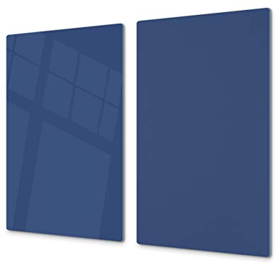 TAGLIERE IN VETRO TEMPERATO – Tagliere e proteggi-piano di lavoro in vetro resistente – Resistente al calore e ai batteri – Lavabile in lavastoviglie D18 Serie di colori: Q Blu Navy