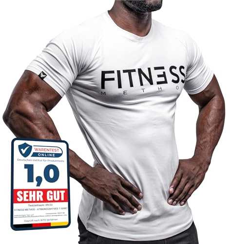 Fitness Method, Sport T-Shirt Herren, Slim-Fit Shirt bequem & hochwertig Männer, Rundhals & Tailliert, Training & Freizeit, Gym & Casual Workout Mann, 95% Baumwolle, 5% Elastan