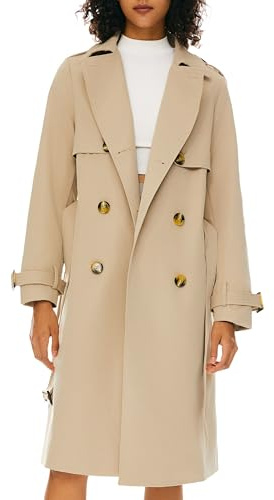 Orolay Long Trench Coat for Women with Belt Lightweight Double-Breasted Duster Trench Coat Slim Fit Khaki XL