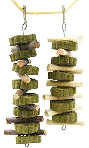 Legou Jouets à mâcher Bunny pour Dents de Pommier Branche d'herbe Boule 8 gâteaux à l'herbe + 7 Branches de Pomme