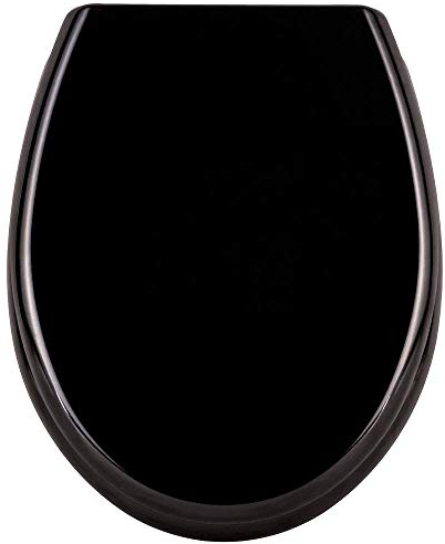 LZQ WC Sitz Toilettendeckel mit Absenkautomatik Toilettensitz Universal Größe Toilettensitz aus Hartplastik Antibakteriell Klodeckel aus Duroplast Schwarz
