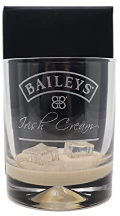Regalo Personalised Dimple Glass Tumbler - Baileys Label Design | Custom Laser Engraved with Any Name | 9oz Glass for Irish Cream Over Ice | Approx. 9.5cm x 8.1cm (Cardboard Gift Box)