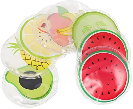 Healeved Reusable Cooling Eye Masks 8Pcs Round Cold Gel Packs for Eyes Dark Circles Relief Fruit Pattern Small Ice Packs 2.75 Inch