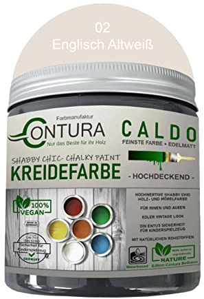 Contura BeGreen 250ml. Kreidefarbe Shabby Chic Möbellack Lack Möbel Farbe Holzlack Natur (02 Englisch Oldwhite)