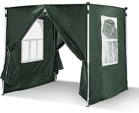 LEMROE Panneaux latéraux de tonnelle 2 x 2 m, résistants à l'eau 210D, paroi latérale de rechange avec fermetures éclair et fenêtres transparentes (vert, 2 x 2 m)