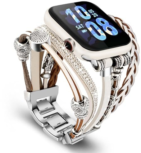 beu1st Compatible with Apple Watch Band 41mm 40mm 38mm 45mm 44mm 42mm for Women, Boho Bracelet Multilayer Leather Wrap Braided Strap for iWatch Series 9/8/7/6/5/4/3/2/1/SE Ultra 2 Replacement