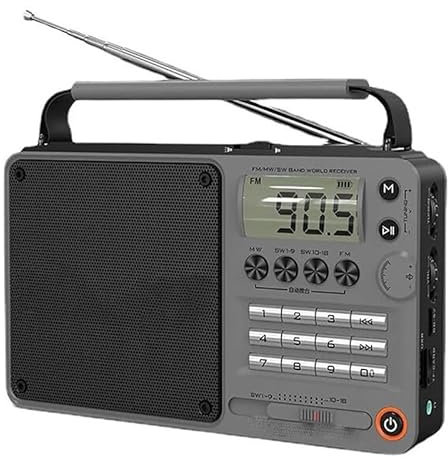 Radio digital retro FM/AM/SW banda completa – Disfruta de la vida con reproductor de música portátil Hifi U-Disk altavoz bajo, linterna LED, perfecto para exteriores