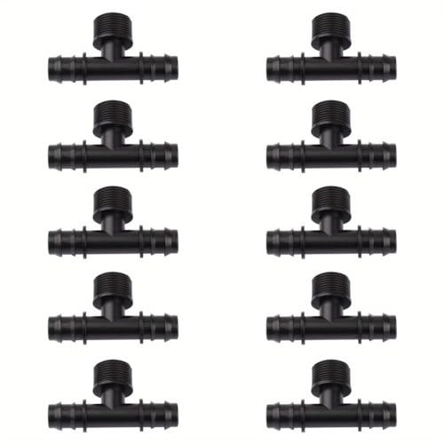 WOVSTNOV Kit di Irrigazione a Goccia con 10 Raccordi a T Spinati da 3/4 a 20 mm per Tubo di Irrigazione Anti-Goccia, Connettore Maschio per Tubo PE da 20 mm