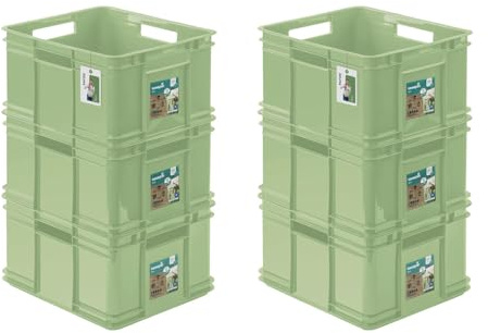 PAFEN 6x Euro Stapelbox 28l - 43 x 35 x 24 cm - Eco Aufbewahrungsbehälter Euro-box Stapelkasten Transport Eurobehälter aus PP, Grass Green