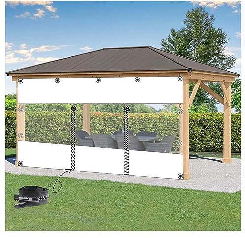 WuDLi Transparenter Planenvorhang für den Außenbereich, durchsichtige wasserdichte PVC-Planen-Seitenwände mit Reißverschluss, PVC-Regenvorhänge, Planen-Abdeckfolie, für Pergolen, Terrass