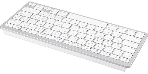 KIMISS Tragbare Kabellose Tastatur, 78 Tasten, Ultradünne Tastaturen, Kompakt, für Arabisch, Spanisch, Französisch, Koreanisch, Russisch, Thailändisch, Portugiesisch, Weiß, Computer, OS