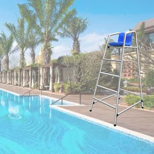 Rettungsschwimmerstuhl für Schwimmbad 3.9 4.9 5.9ft Schwimmbad Rettungsschwimmer Stühle, Hochbelastbar 304 Edelstahl Deck Chairs Outdoor für See Strand, Patio Barhocker mit komfortablem Sitz Belastet