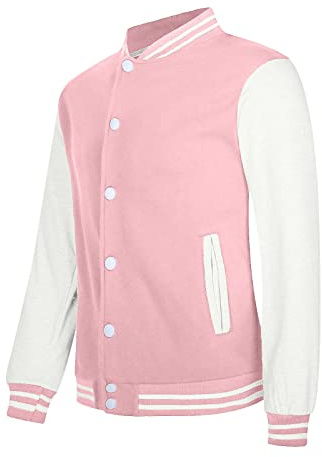 Collegejacka dam gammaldags – dam blouson bomberjacka rosa övergångsjacka långärmad sommarjacka Button Down motorcykeljacka tunn softshelljacka övergång bikerjack/sommarjackor/quiltad kappa, ROSA, 3XL