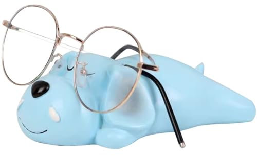 Ständer Für Brillen Brillenhalter Tier Hund Niedlicher Liegender Hund In Form Brillenständer, Nachttisch Im Schlafzimmer Harz Brille Display Ständer, Weihnachtsgeschenk(Blau)