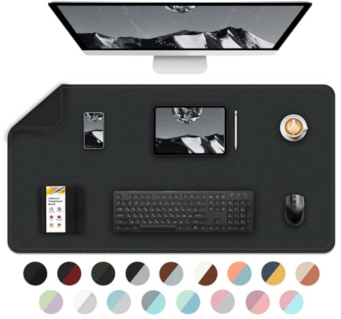 Doppelseitige Schreibtischmatte Büro-Schreibtischunterlage, wasserdichte Schreibtischunterlage Tischschutz, großes Mauspad für Tastatur und Maus, Laptop-Schreibtisch-Schreibunterlage-90x43cm, Schwarz