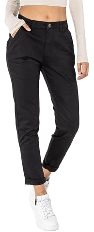 Nina Carter J250 Damen Chinohose Bequeme High Waist Slim Fit Stretch Baumwollhose Stilvolle Alltag Freizeit Hose (Schwarz (J250-1), L)