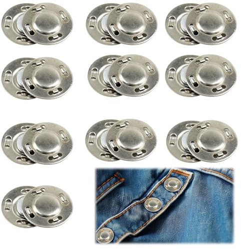 Raheem 10 Paar Magnetknöpfe zum Nähen Druckknöpfe zum Annähen Magnete zum Einnähen Magnetverschluss Tasche Magnetknöpfe zum Annähen für Handarbeiten Basteln Kleidung Nähen Taschen Silberweiß