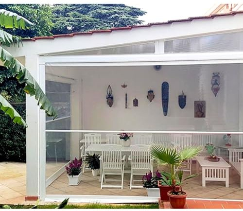 TENDAGGIMANIA Tenda da esterno impermeabile Antivento e Antipioggia Trasparente ERMETICA - Misura 250CMX250CM Tenda Crystal PVC con cassonetto, guide laterali antivento e 1 stecca Personalizzabile