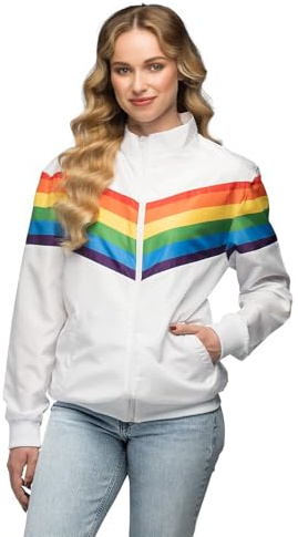 Boland - Veste d'entraînement Vintage Rainbow, costume pour femmes dans le style rétro pour une fête de carnaval ou une fête à thème